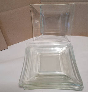 Set of 5 Libbey 6 inch Clear Glass Square Dishes